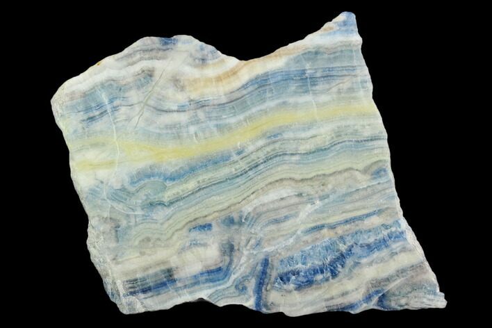 Polished Slab Of Blue Scheelite In Calcite - Erzurum, Turkey #129081